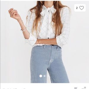 Madewell Windowpane Neck Tie Top